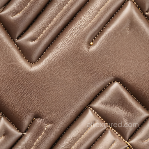 Quilted Brown Leather PBR Texture with Detailed Stitching and Soft Grain seamless Leather PBR texture