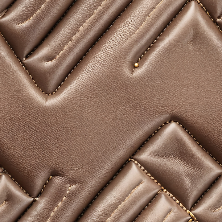 Quilted Brown Leather with Detailed Stitching and Soft Grain seamless PBR texture preview