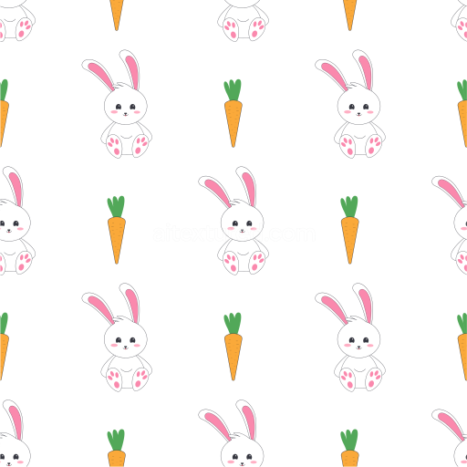 Seamless 3D PBR texture featuring cute cartoon bunnies and carrots