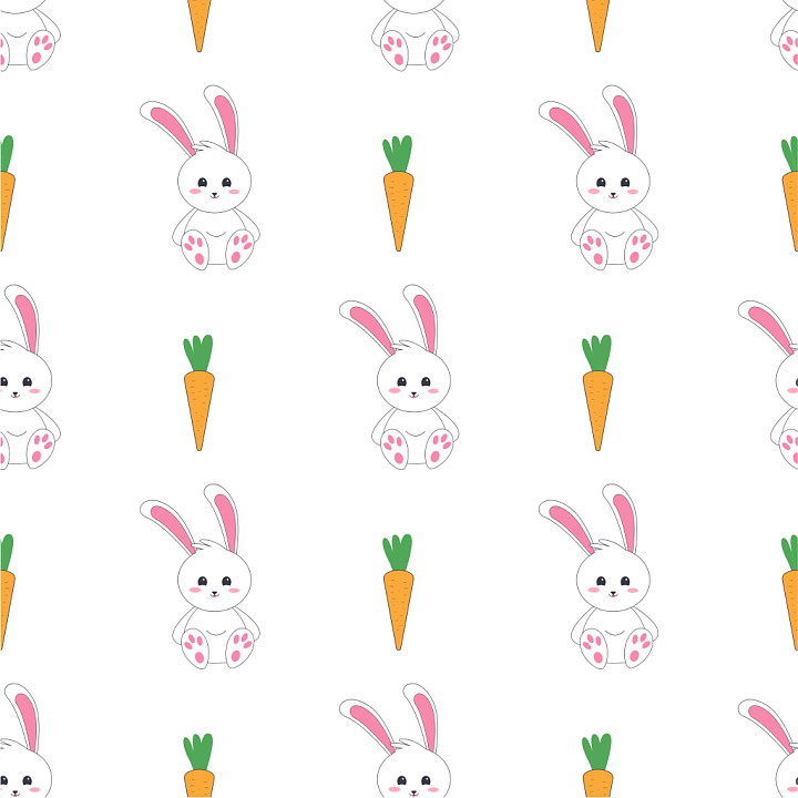 Featuring Cute Cartoon Bunnies And Carrots seamless PBR texture preview
