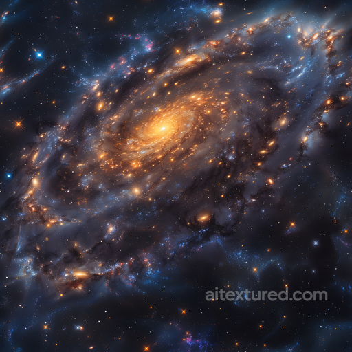 Spiral Galaxy PBR Texture with Luminous Star Clusters seamless Star, space, planets PBR texture