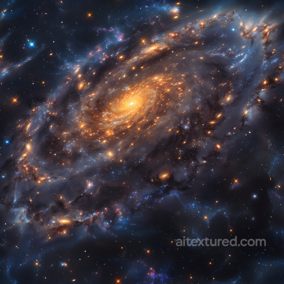 Spiral Galaxy PBR Texture with Luminous Star Clusters Star, space, planets texture preview