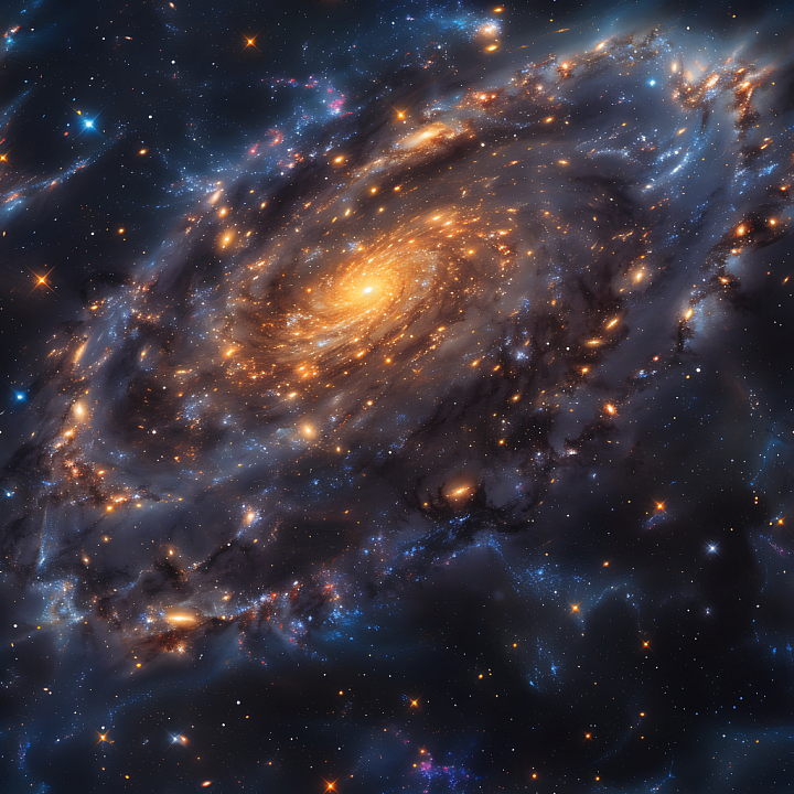 Spiral Galaxy with Luminous Star Clusters seamless PBR texture preview