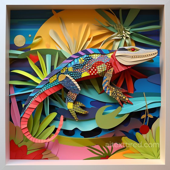 Featuring Vibrant Caiman Lizard Multicolor Scale Pattern Animal texture preview