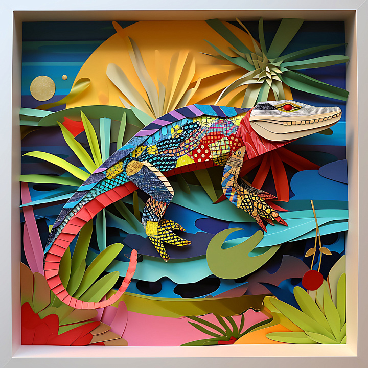 Featuring Vibrant Caiman Lizard Multicolor Scale Pattern seamless PBR texture preview