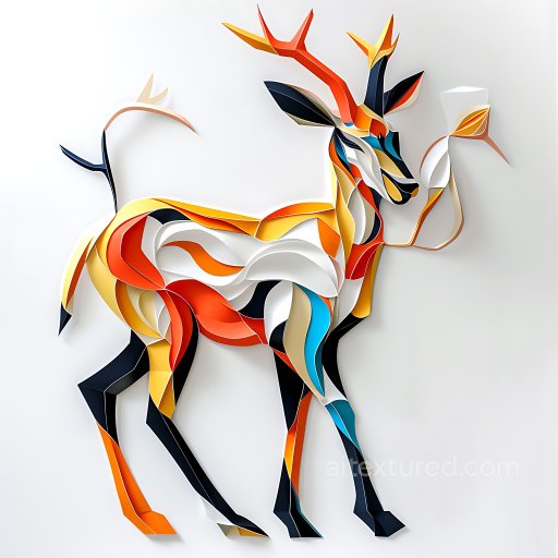 Seamless 3D PBR Chamois Origami Animal Texture with Abstract Layered Color texture preview