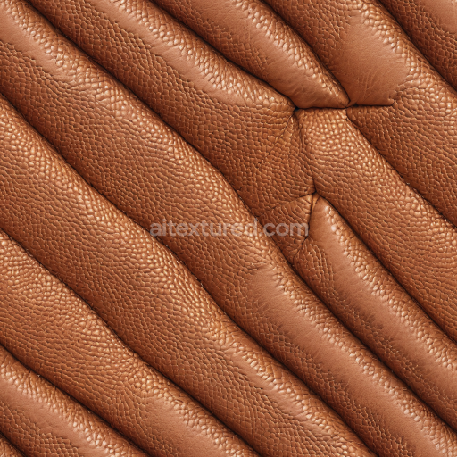 Seamless 3D Pebbled Grain Brown Leather PBR Texture with Padded Quilted Pattern