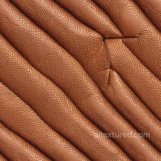 Pebbled Grain Brown Leather PBR Texture with Padded Quilted Pattern seamless Leather PBR texture