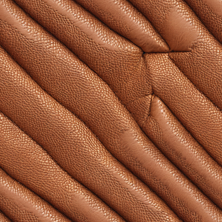 Pebbled Grain Brown Leather with Padded Quilted Pattern seamless PBR texture preview