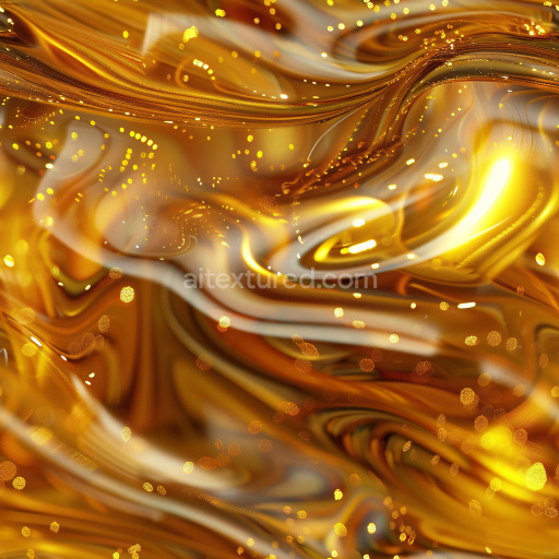 Seamless 3D PBR Texture of Glossy Amber Liquid with Flowing Gold Highlights