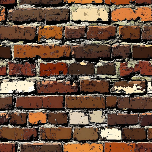 Seamless 3D Cracked Brick Wall PBR Texture with Earthy Red and Brown Hues