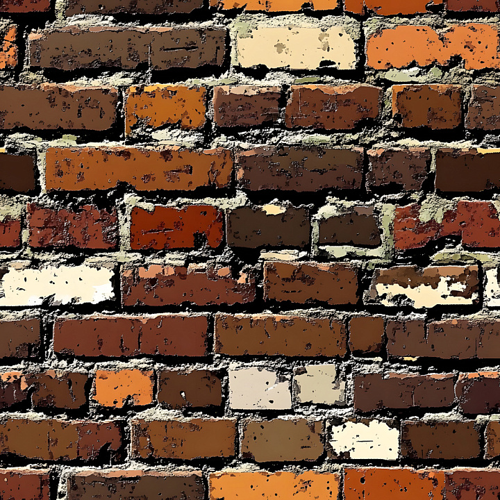 Cracked Brick Wall with Earthy Red and Brown Hues seamless PBR texture preview