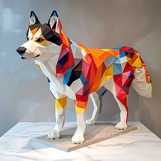 Animal - Seamless 3D PBR Texture Featuring Colorful Canadian Eskimo Dog Origami Style texture preview