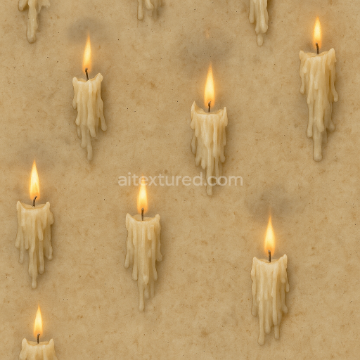 Seamless 3d texture pbr 8k candle wax with dripping wax and candle flame highlights