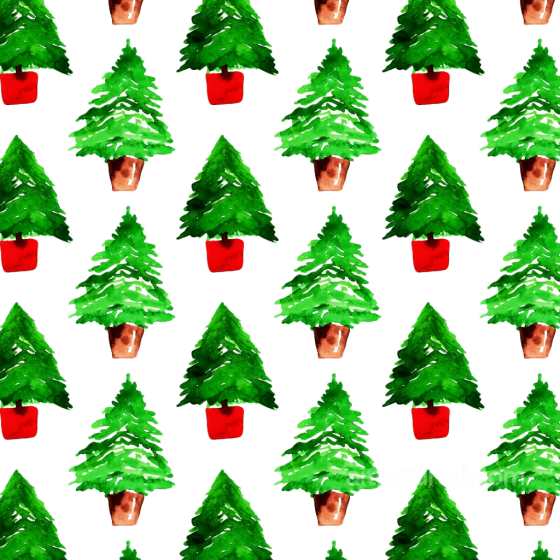All Christmas Digital paper Texture of Hand-Painted Christmas Trees with Red Pots All Christmas Digital paper texture preview