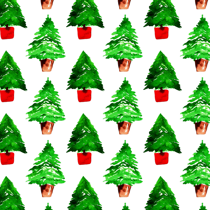 All Christmas Digital paper of Hand-Painted Christmas Trees with Red Po… seamless PBR texture preview