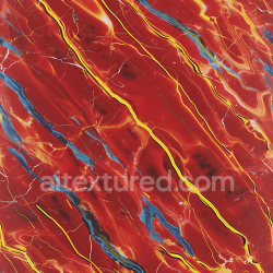 seamless Seamless Glossy Red Marble PBR Texture with Yellow and Blue Swirling Veins texture 8k free download PBR