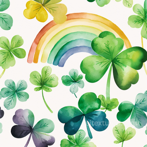 Watercolor Shamrock and Rainbow Digital Paper Texture seamless St patrick digital paper bundle PBR texture