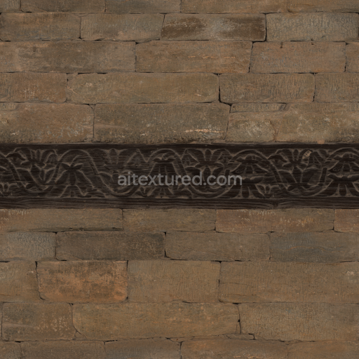 Wood Inlaid Stone — Stone Wall Wood Inlaid Stone Wall — PBR seamless 3D texture