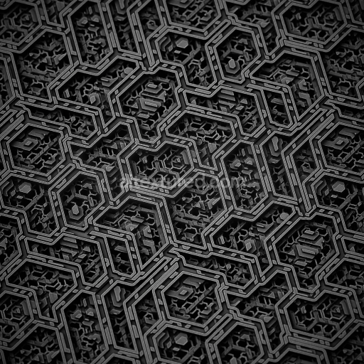 Detailed Black Metal Hexagonal Pattern PBR Seamless Texture