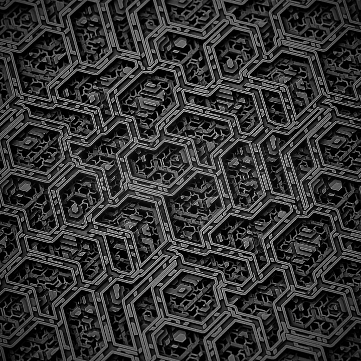 Detailed Black Metal Hexagonal Pattern seamless PBR texture preview