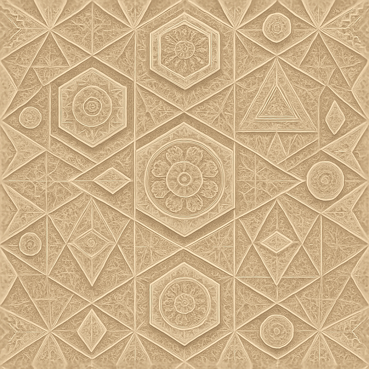 Fractals Symmetry Kaleidoscope Hexagons Triangles Circles Diamond Shapes seamless PBR texture preview