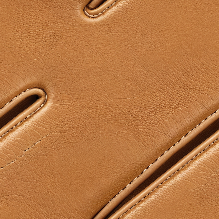 Pebbled Tan Leather Featuring Stitched Panels and Soft Grain seamless PBR texture preview