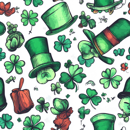 St Patrick Digital Paper Bundle Texture of Hand-Drawn St Patrick Digital Paper with Shamr… seamless St patrick digital paper bundle PBR texture