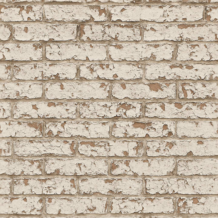 Painted Brick Wall With Weathered Brick And Peeling Paint Details seamless PBR texture preview