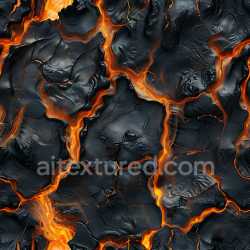 seamless Seamless 3D Cracked Lava Rock PBR Texture with Glowing Magma Veins texture 8k free download PBR
