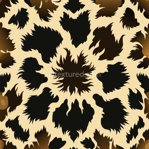 Seamless 3D PBR Leopard Print Textile Texture with Distinctive Dark Spots on Beige Background