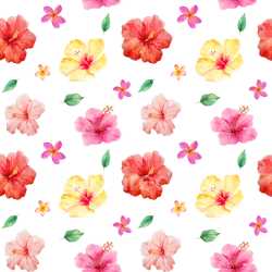 Pattern Bundle - Seamless 3D Pattern PBR Texture Featuring Watercolor Hibiscus Flowers and Leaves texture preview