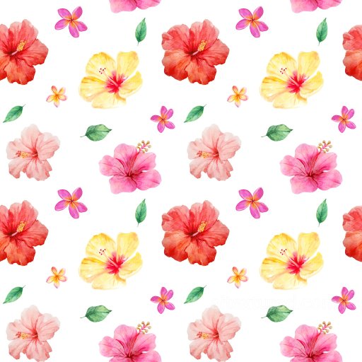 Pattern PBR Texture Featuring Watercolor Hibiscus Flowers and Leaves seamless Pattern Bundle PBR texture