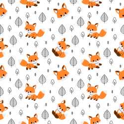 Pattern Bundle - Seamless 3D Pattern PBR Texture Featuring Cute Cartoon Foxes and Simple Leaf Motifs texture preview