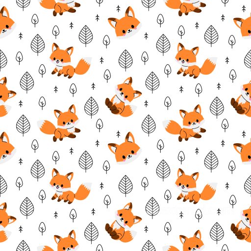 Pattern PBR Texture Featuring Cute Cartoon Foxes and Simple Leaf Motifs seamless Pattern Bundle PBR texture