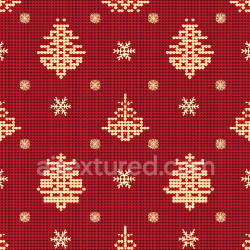 seamless Seamless 3D PBR Texture of Red Christmas Fabric with Gold Trees and Snowflakes texture 8k free download PBR