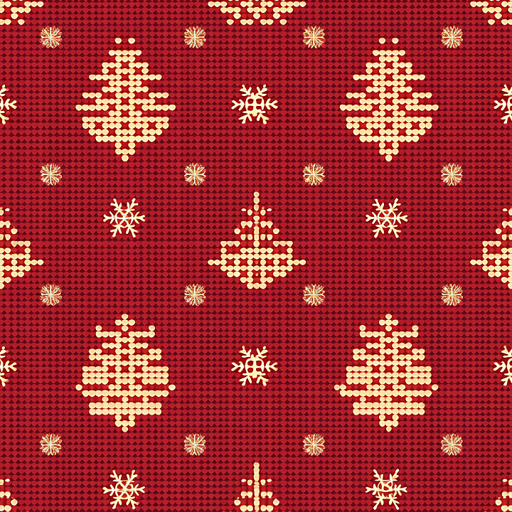 All Christmas Digital paper of Red Christmas Fabric with Gold Trees and… seamless PBR texture preview