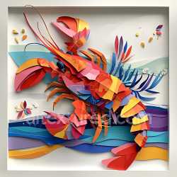 seamless Seamless 3D PBR Texture of Vibrant Origami-Style Crayfish with Layered Color Blocks texture 8k free download PBR