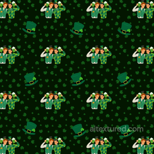 Featuring St Patrick Themed Digital Paper with Shamrocks & Characters seamless St patrick digital paper bundle PBR texture