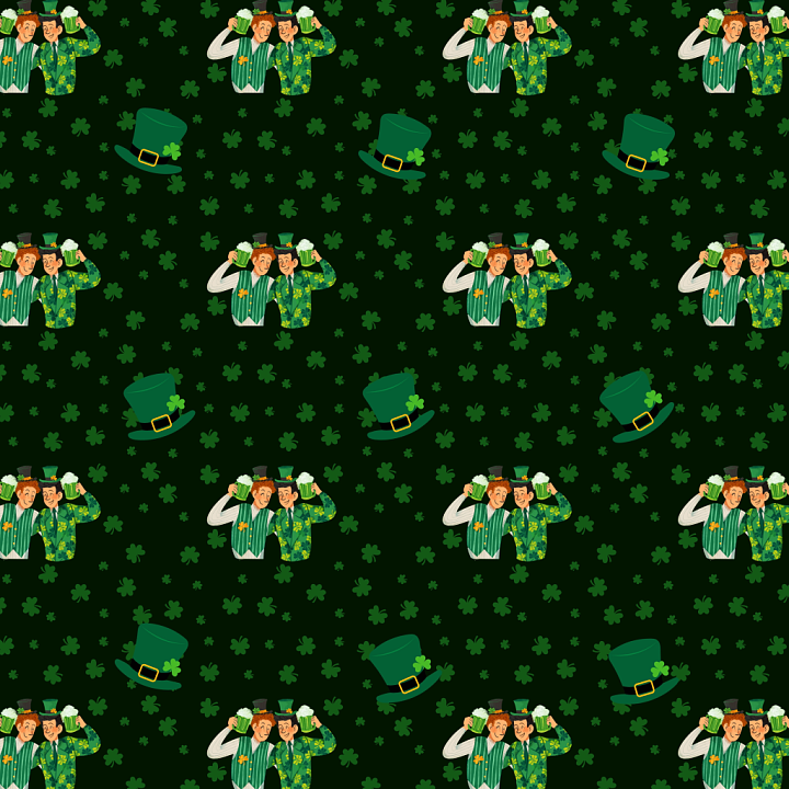 Featuring St Patrick's Day Characters and Shamrocks seamless PBR texture preview