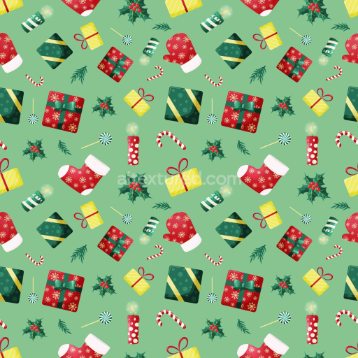 Seamless 3D PBR Texture of Christmas Digital Paper with Gift Boxes and Holiday Motifs