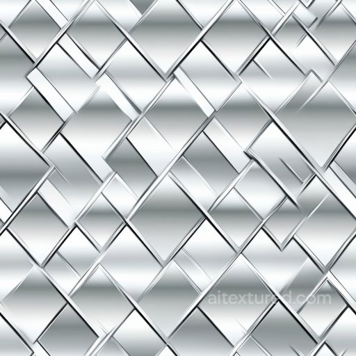 Reflective Steel Tile Texture with Geometric Overlap Pattern seamless Metal PBR texture