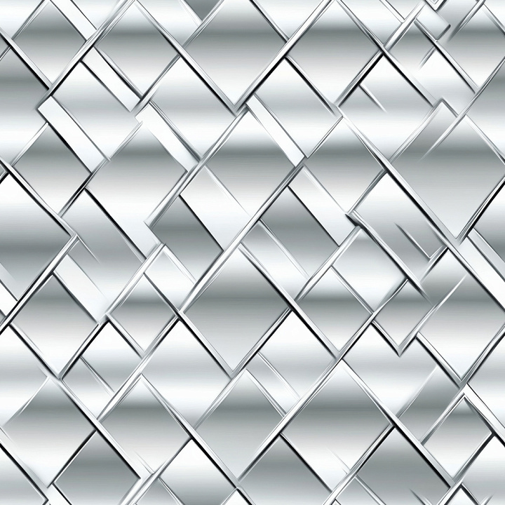 Reflective Steel Tile with Geometric Overlap Pattern seamless PBR texture preview