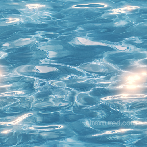 Pool Water Texture Featuring Calm Shimmering Ripples and Light Reflections seamless Water PBR texture