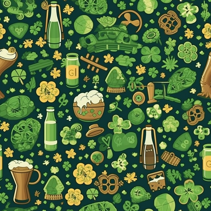 with St Patrick Themed Digital Paper Illustrations seamless PBR texture preview