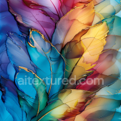 seamless Seamless 3D Alcohol Ink PBR Texture Featuring Vibrant Feathered Leaves and Multi-Color Flow texture 8k free download PBR