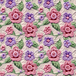 seamless Seamless 3D PBR Texture of Pink and Purple Embroidered Floral Fabric texture 8k free download PBR