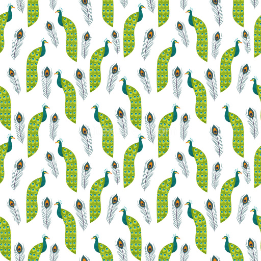 Pattern Bundle - Seamless 3D Pattern PBR Texture Featuring Stylized Peacock Birds and Feathers texture preview
