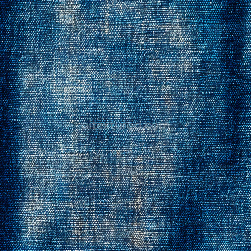 Seamless 3D cracked denim fabric PBR texture with worn blue fibers and distressed pattern