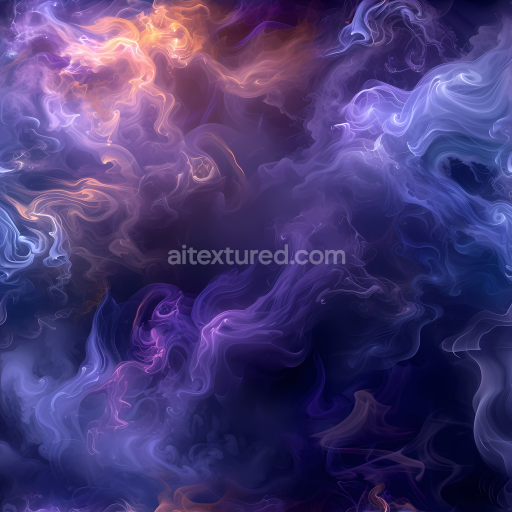 Seamless 3D Space PBR Texture Featuring Glowing Nebula Clouds in Purple and Orange Hues